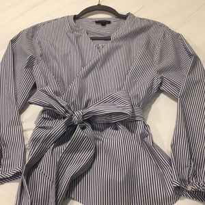 J Crew Blue and white wrap blouse